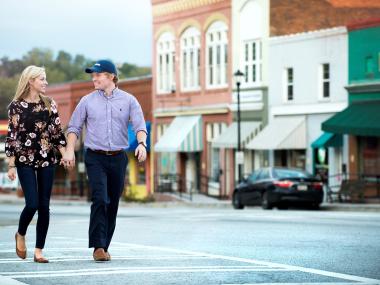 Couple in downtown Eatonton, Georgia