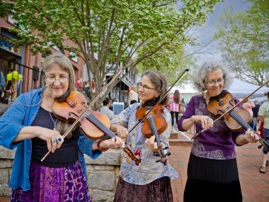 Musicians playing on the square in Dahlonega, Georgia