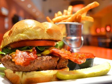 Burger at Stars and Strikes in Dallas, Georgia