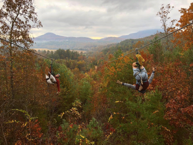Ziplining at Nacoochee Adventures in Helen, Georgia
