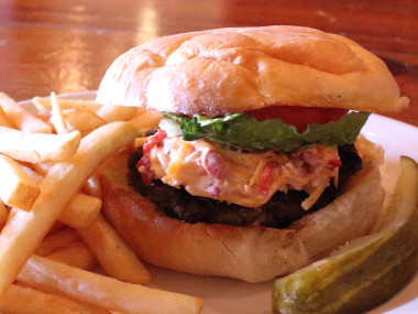 Pimento Cheese Burger at the Blackbird Cafe in Woodbury, Georgia