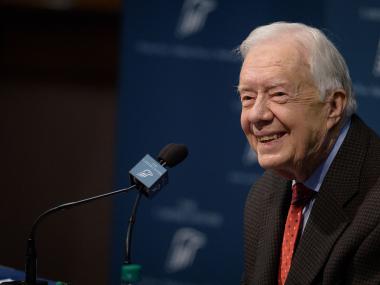 President Jimmy Carter at a 2015 press conference at The Carter Center in Atlanta, Georgia. Credit The Carter Center