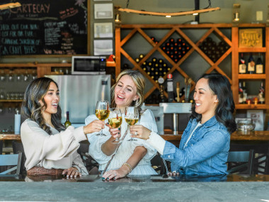 Three women drinking wine in Ellijay, Georgia