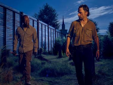 Lennie James (Morgan) and Andrew Lincoln (Rick) in The Walking Dead, filmed in Senoia, Georgia