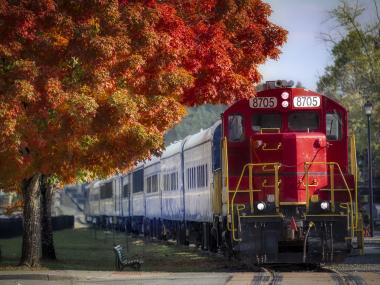 Fall train ride on the Blue Ridge Scenic Railway in Blue Ridge, Georgia