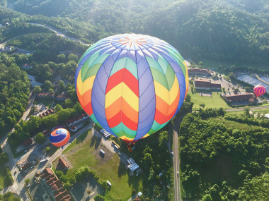 Hot air balloons over Helen, Georgia