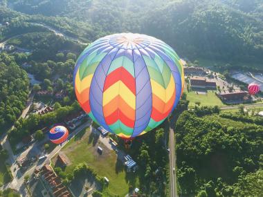 Hot air balloons over Helen, Georgia