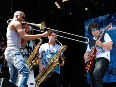 Trombone Shorty performing at Sweetwater 420 Fest in Atlanta, Georgia