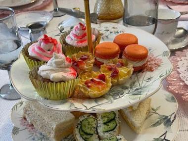 Tiered tray of food at the Emerald Chandelier in Griffin, Georgia