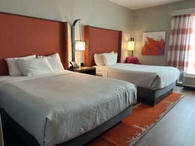 Two beds in a guest room at the LaQuinta Inn in Perry, Georgia