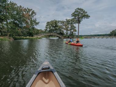 Kayaks on the lake at Callaway Resort & Gardens in Pine Mountain, Georgia