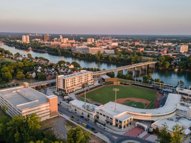 Aerial view of the riverfront in Augusta, Georgia