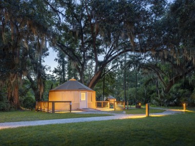 Yurt among the trees on Skidaway Island State Park in Savannah, Georgia