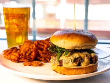 Burger and beer at Chops & Hops in Watkinsville, Georgia