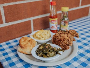 Fried chicken and sides at H&H Restaurant in Macon, Georgia