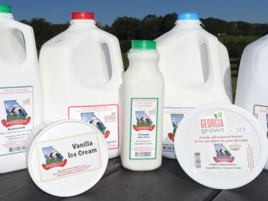 Milk and ice cream from Mountain Fresh Creamery in Clermont, Georgia