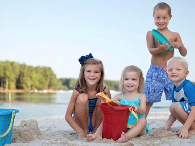 Children playing at the beach at Lake Oconee
