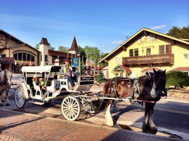 Horse-drawn carriage ride in Helen, Georgia