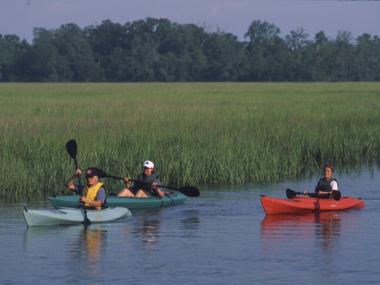 Kayaking at Dunham Farms in Sunbury, Georgia