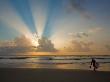 Tybee Island, Georgia and the Atlantic Ocean surf