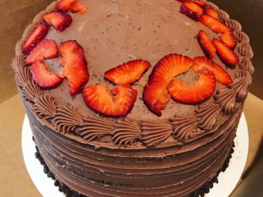 Chocolate and strawberry cake at Sugar And Spice in Jefferson, Georgia