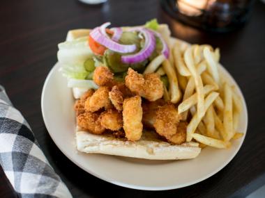 Sandwich and fries at The Paddock Restaurant in Douglasville, Georgia