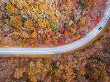 Aerial view of Hogpen Gap in Blairsville, Georgia. Photo by @chrisgreerphotography