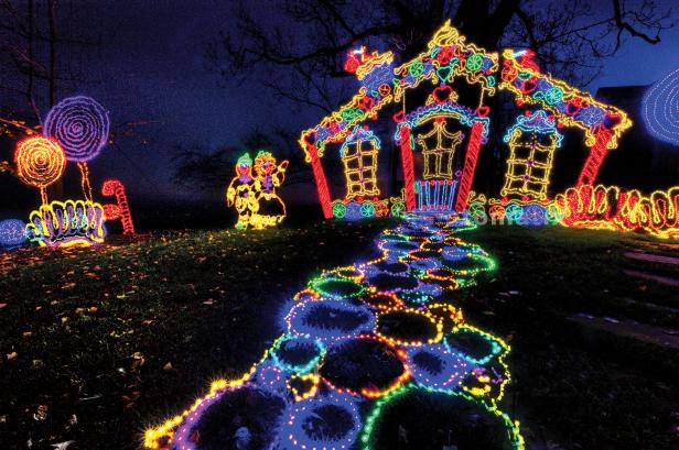 Enchanted Garden of Lights at night at Rock City Gardens in Lookout Mountain, Georgia