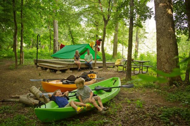 Paddle-in camping at Chattahoochee Bend State Park in Newnan, Georgia