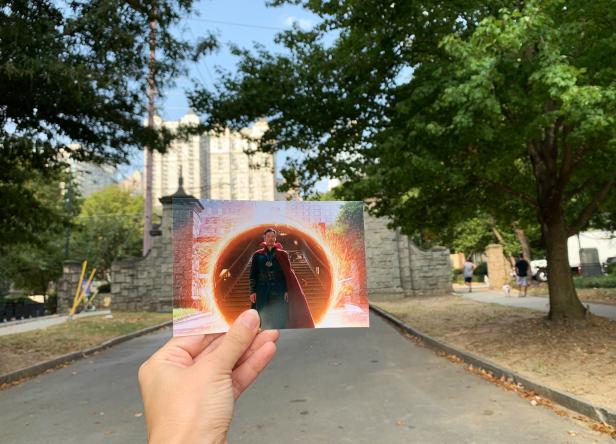Scene from Avengers: Infinity War in Piedmont Park in Atlanta. Photo by Andrea David