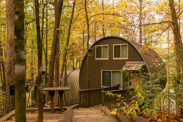 Wine barrel cabins at Unicoi State Park in Helen, Georgia