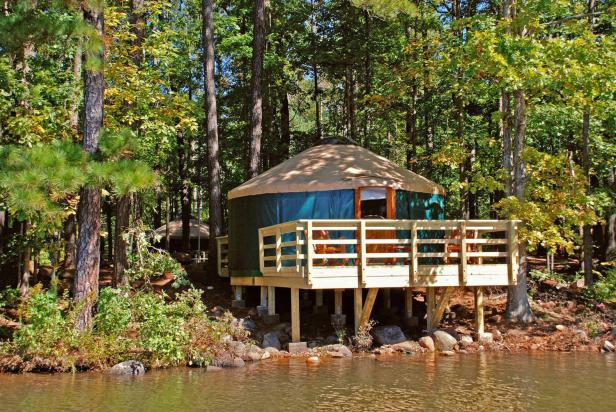 Lakeside yurt at Fort Yargo State Park in Winder, Georgia