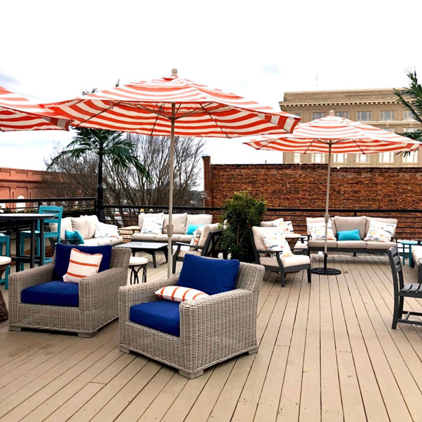 Fly Bridge rooftop bar at Saltwater Fishery in Dublin, Georgia