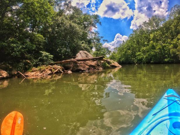 Kayaking on Big Cedar Creek in Cave Spring, Georgia. Photo by @jabyerly1