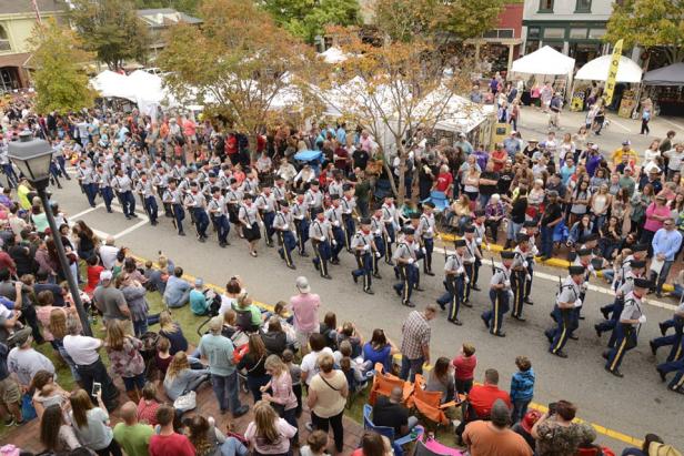 Overhead view of Gold Rush Days parade in Dahlonega, Georgia