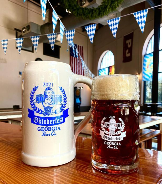 Oktoberfest beer steins at Georgia Beer Co. in Valdosta, Georgia