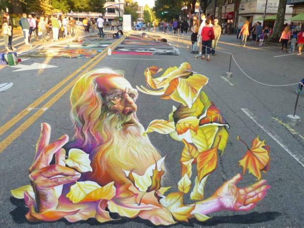 Chalk drawing at Chalktoberfest in Marietta, Georgia