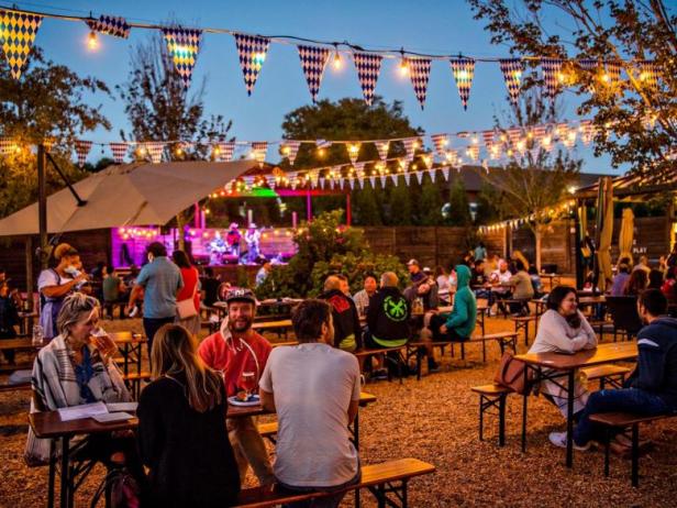 Beer garden at Tucker Brewing Company in Tucker, Georgia