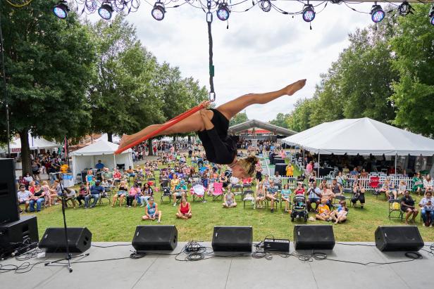 Acrobat performing at Arts in the Heart of Augusta