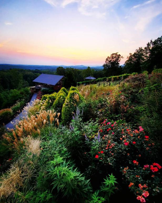 Sunset at Wolf Mountain Vineyards in Dahlonega, Georgia