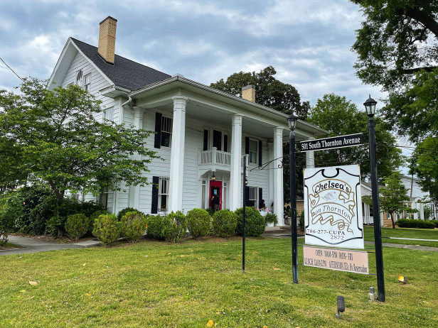 Exterior of a charming tea house in Georgia