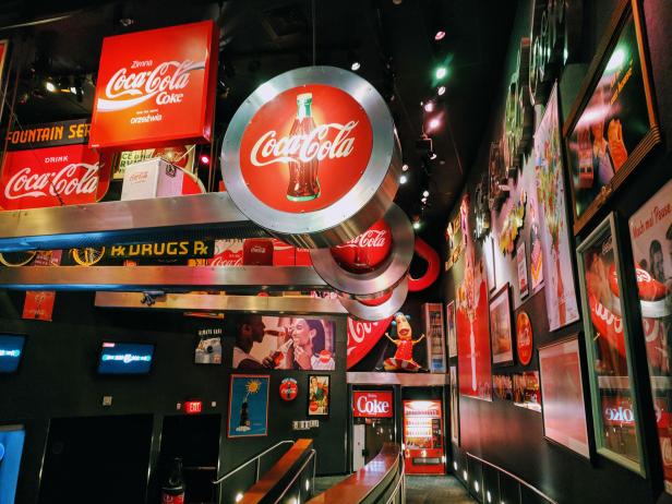 Collection of signs at World of Coca-Cola in Atlanta, Georgia
