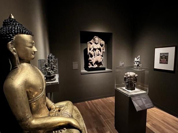 Statues inside the Asian gallery of the Michael C. Carlos Museum in Atlanta, Georgia