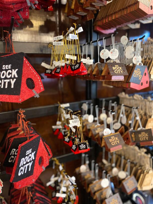 Display of birdhouse souvenirs