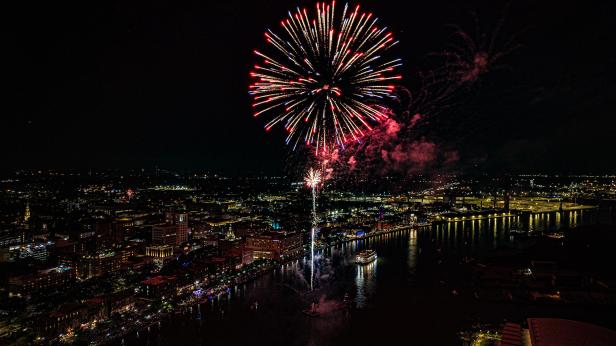 July 4 fireworks in Savannah, Georgia