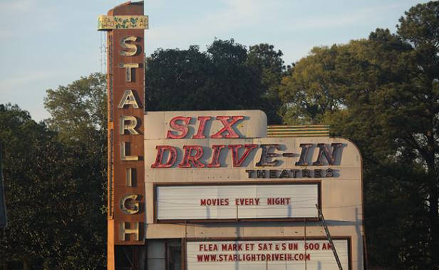 Sign at the Starlight Six Drive-In in Atlanta, Georgia