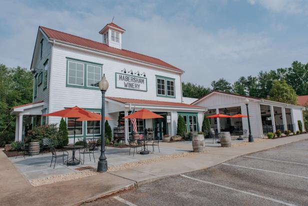 Patio seating in front of Habersham Vineyards & Winery