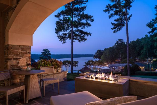 Lakeview patio with firepit at Ritz-Carlton Reynolds, Lake Oconee
