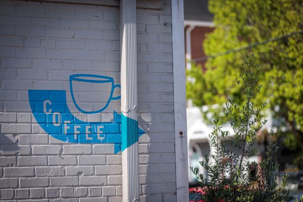sign for coffee at a local Athens coffee shop cafe