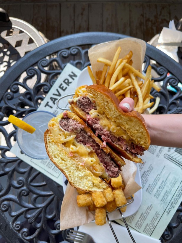Gooey burger at Spirits Tavern in Dahlonega, Georgia